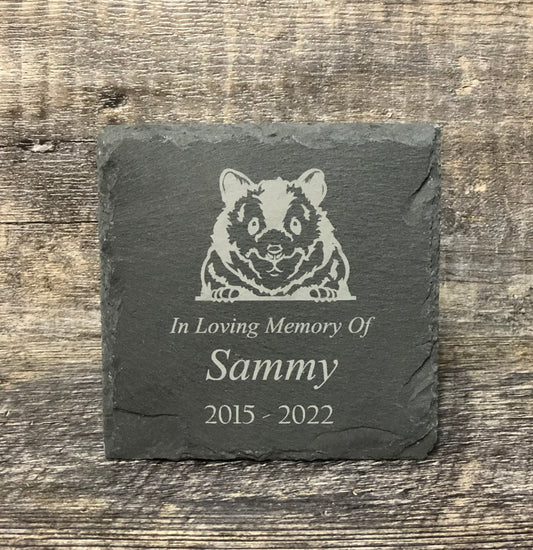 Hamster Memorial Stone Pet Memory Stone Pet Loss Gift Grave Marker Remembrance Stone Memorial Plaque Slate Personalized Custom Engraved