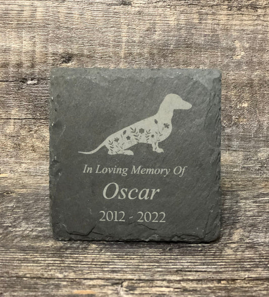 Dachshund Memorial Stone Pet Memory Stone Pet Dog Loss Gift Grave Marker Remembrance Stone Memorial Plaque Slate Custom Engraved