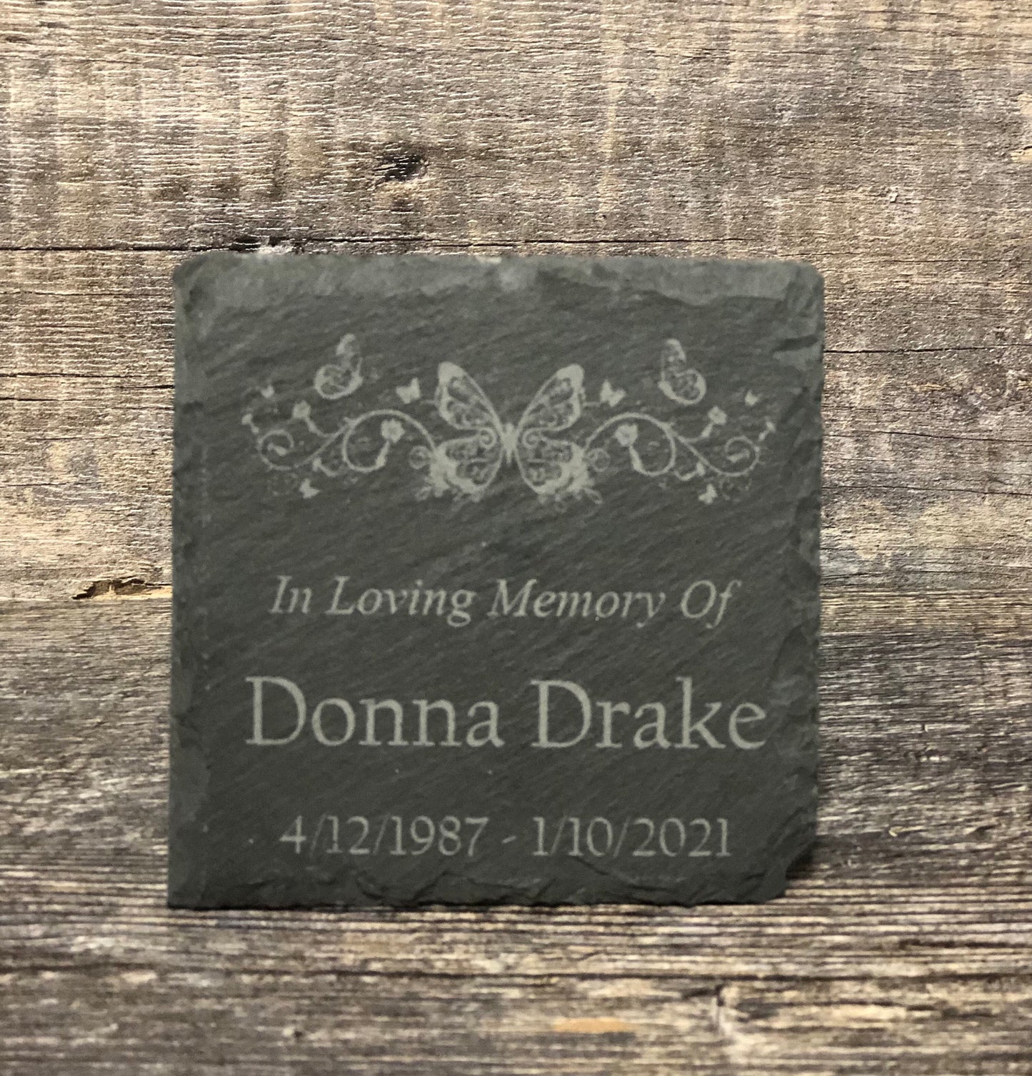 Memorial Stone Remembrance Memory Stone Slate Plaque Custom BUTTERFLY Garden Memorial or Victory Garden Stone Plaque In Loving Memory of