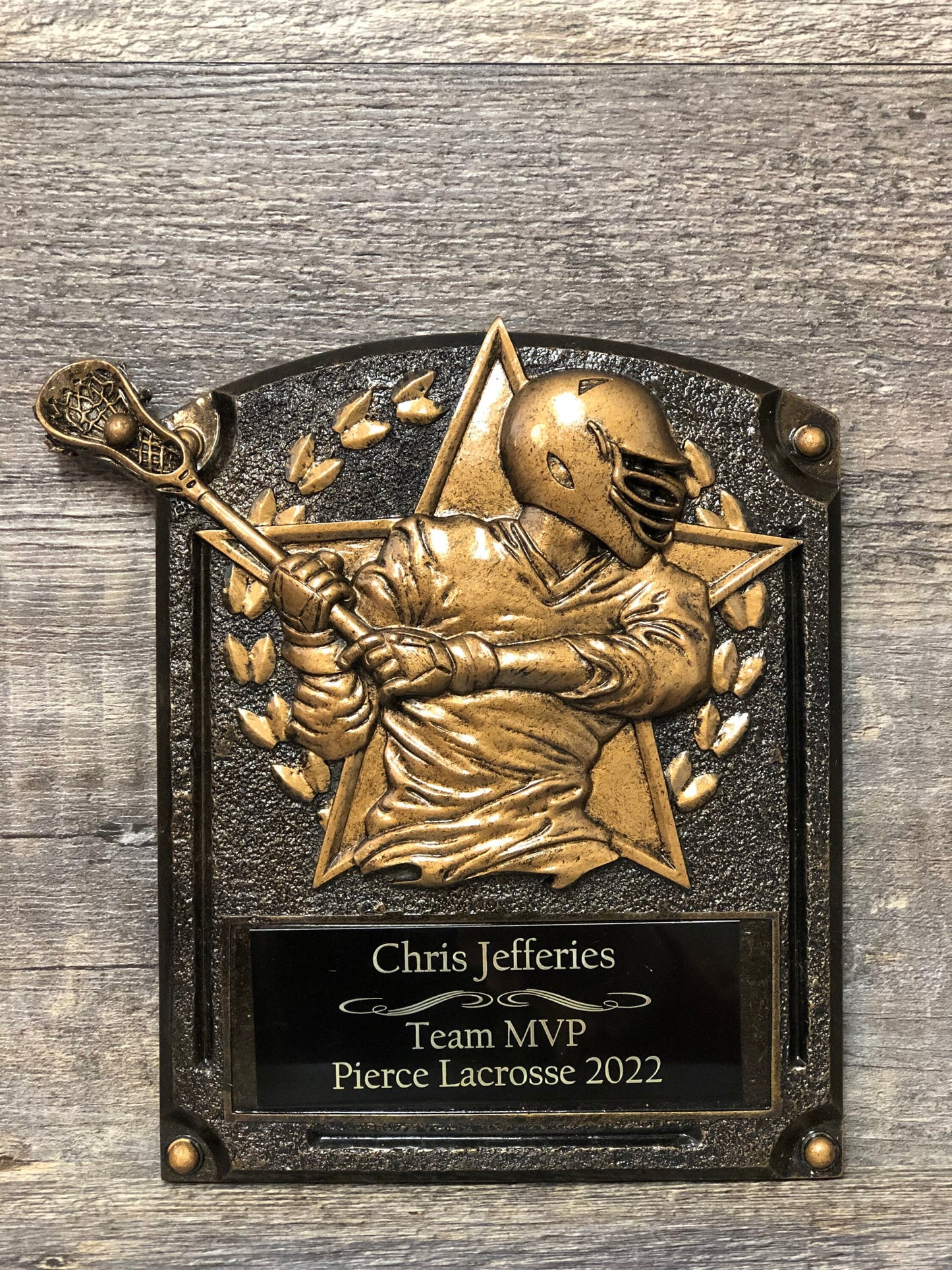 Lacrosse Trophy LAX MVP Award Sports Award Plaque 8 x 6 Lax Champion Custom Engraved Team Participation Award Personalized Free Engraving