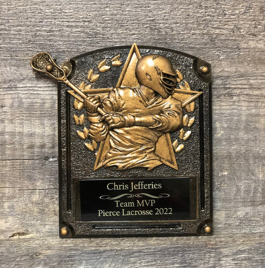 Lacrosse Trophy LAX MVP Award Sports Award Plaque 8 x 6 Lax Champion Custom Engraved Team Participation Award Personalized Free Engraving