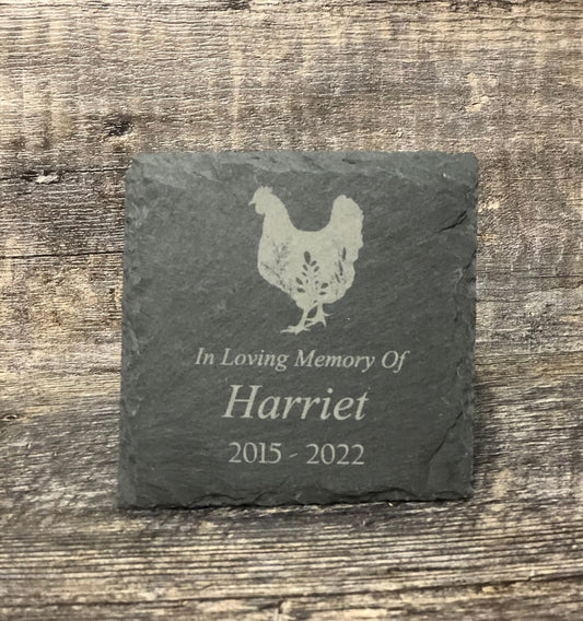 Hen Memorial Stone Pet Chicken Memory Stone Pet Loss Gift Rooster Grave Marker Remembrance Stone Memorial Plaque Slate Personalized Engraved
