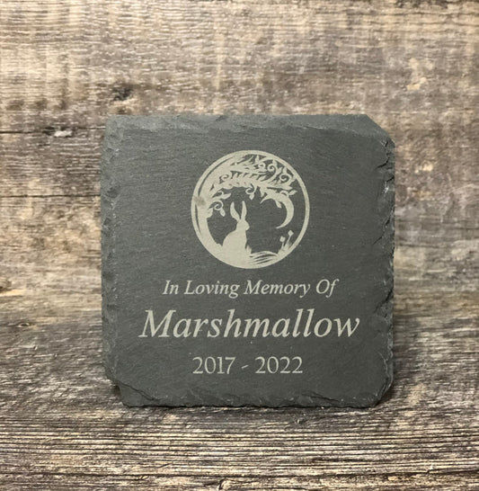Bunny Memorial Stone Pet Rabbit Memory Stone Pet Loss Gift Grave Marker Remembrance Stone Memorial Plaque Slate Custom Engraved