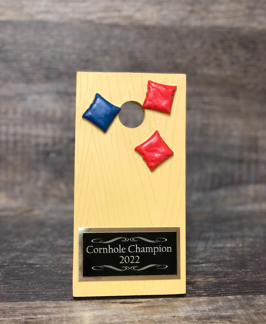 Cornhole Trophy Corn Hole Champion Personalized Trophy Bean Bag Toss Funny Trophy Gag Gift Summertime Family Game Camping Trip Trophy