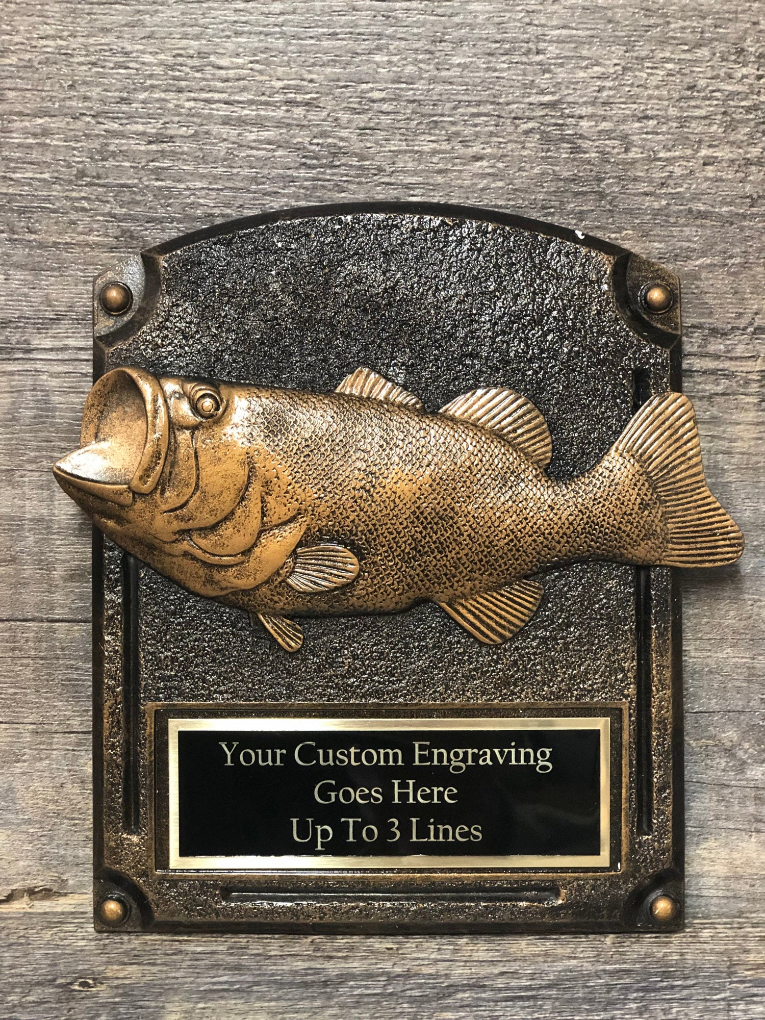 Fishing Trophy Plaque Bass Fishing Derby Tournament Trophy Award Biggest Bass Fish Personalized Trophy Biggest Fish Competition Winner