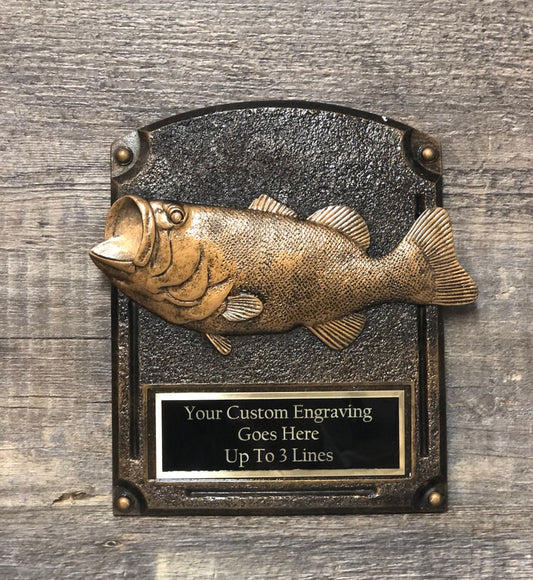 Fishing Trophy Plaque Bass Fishing Derby Tournament Trophy Award Biggest Bass Fish Personalized Trophy Biggest Fish Competition Winner