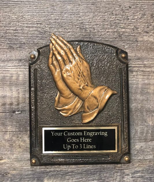 Religious Plaque Personalized Church Award Recognition Religion Plaque Remembrance Memorial Plaque Praying Hands Trophy Gift From Church