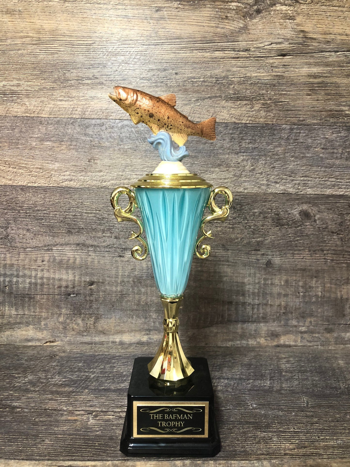 Fishing Trophy Brown Trout Tournament Derby Trophy HAND PAINTED Award Funny Trophy Biggest Fish Salmon #1 Master Baiter Award Gag Gift Award