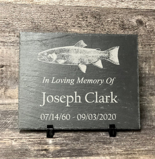 Memorial Stone Memory Stone Slate Remembrance Custom Engraved FISHING Garden Memorial Stone Plaque In Loving Memory of Name Plate