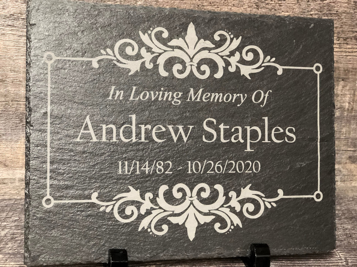 Memorial Stone Memory Stone Slate Remembrance Custom Engraved ORNATE FRAME Garden Memorial Stone Plaque In Loving Memory of Name Plate