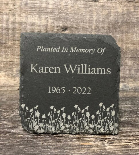 Memorial Stone Memory Stone Slate Remembrance Custom Engraved WILD FLOWERS Garden Memorial Stone Plaque In Loving Memory of Name Plate