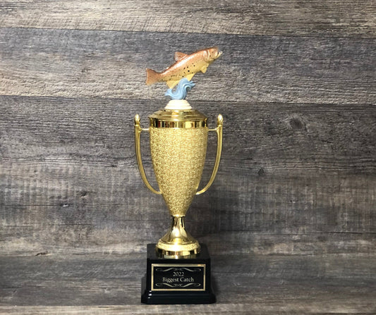 Fishing Trophy Brown Trout Tournament Derby Trophy HAND PAINTED Award Biggest Fish Funny Trophy #1 Master Baiter Award Trophy Gag Gift Award