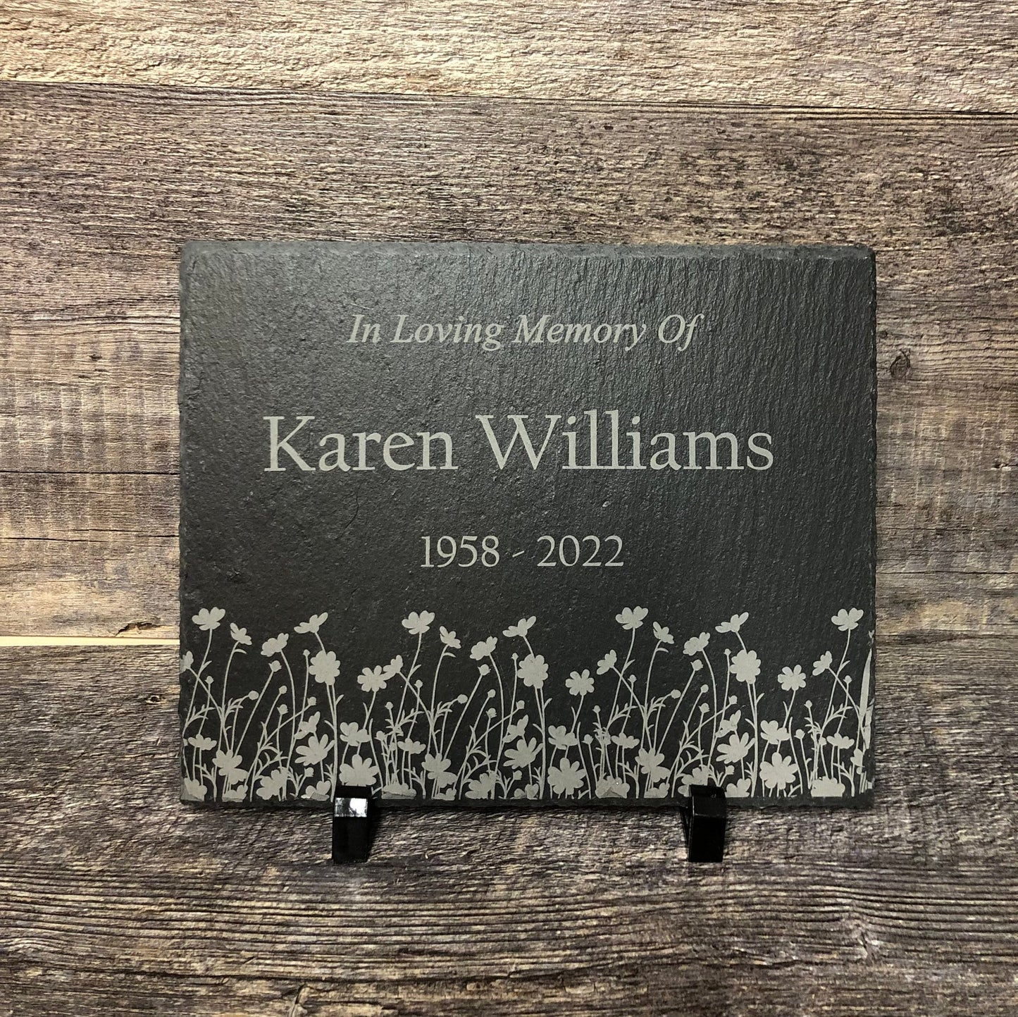 Memorial Stone Memory Stone Slate Remembrance Custom Engraved WILD FLOWERS Garden Memorial Stone Plaque In Loving Memory of Name Plate