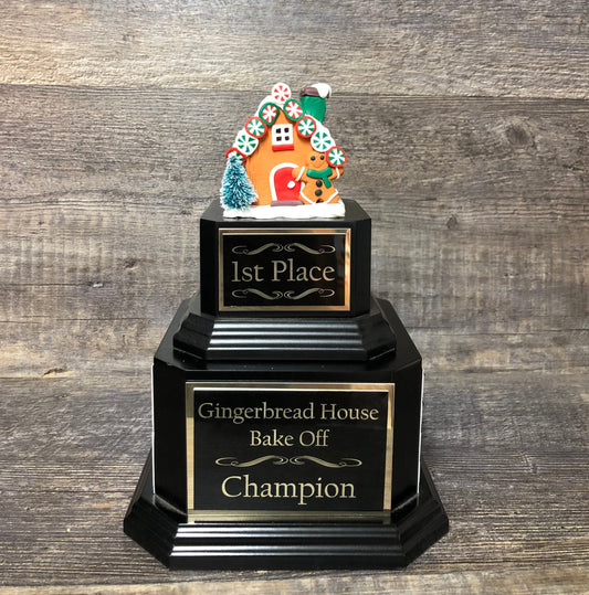 Gingerbread House Trophy Perpetual Christmas GINGERBREAD MAN Cookie Decorating Bake Off Ugly Sweater Trophy Christmas Holiday Decor