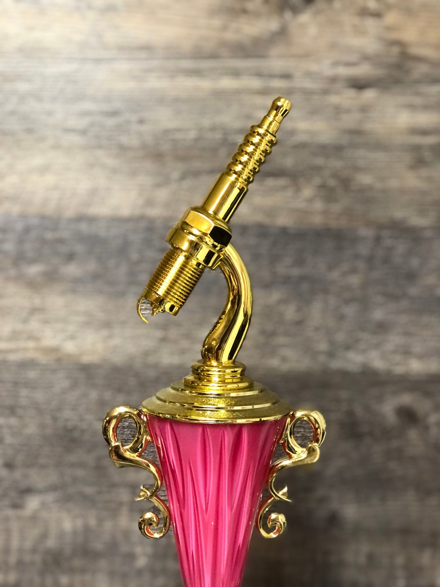 Girls PINK Car Show Trophy Spark Plug Hot Rod 16" Racing Trophy Gold Spark Plug Award Best In Show Best Antique Classic Car Show Participant