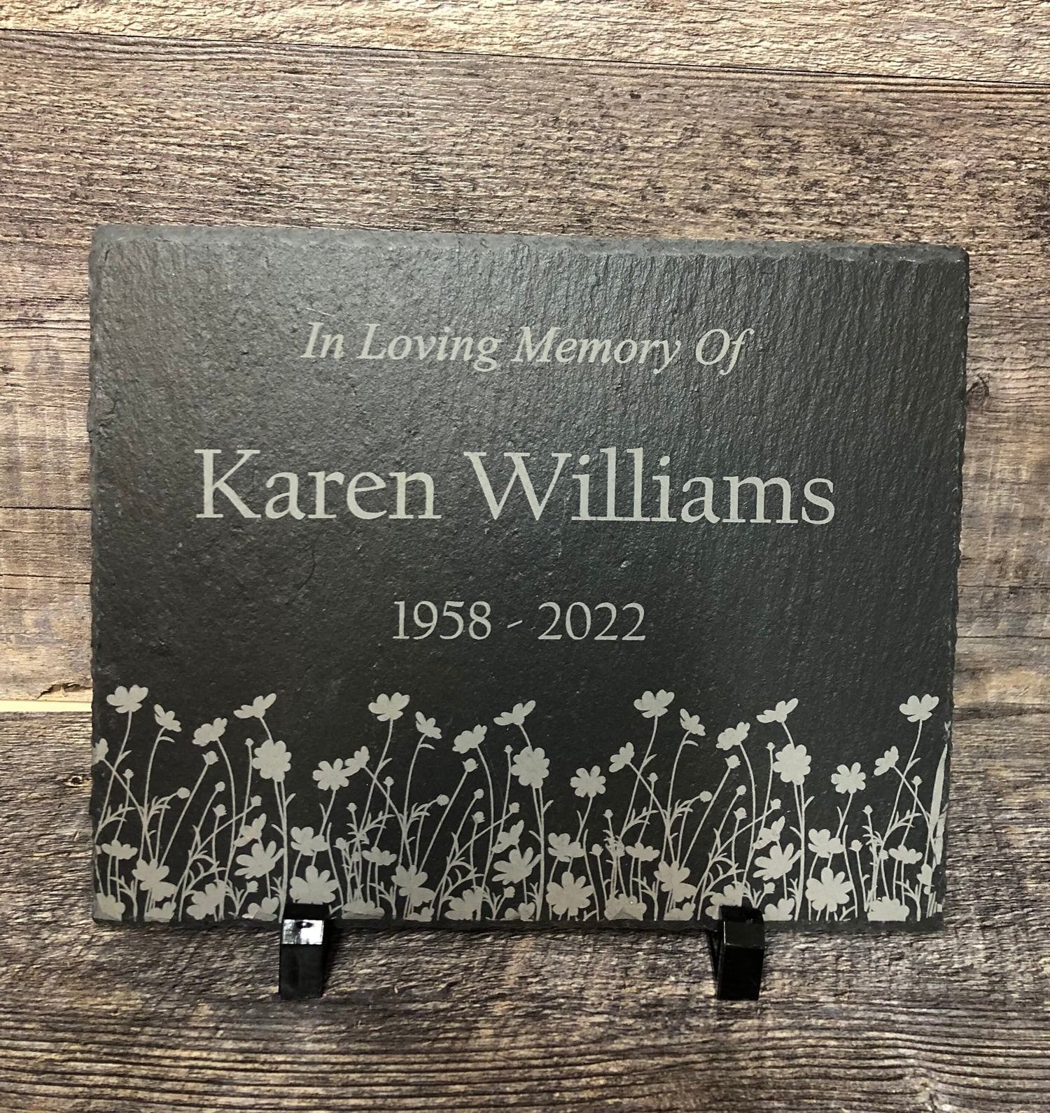 Memorial Stone Memory Stone Slate Remembrance Custom Engraved WILD FLOWERS Garden Memorial Stone Plaque In Loving Memory of Name Plate