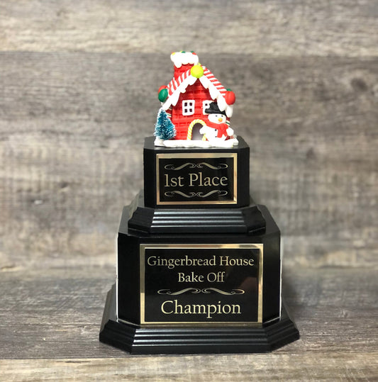 Gingerbread House Trophy Perpetual Christmas SNOWMAN Cookie Decorating Bake Off Ugly Sweater Trophy Christmas Holiday Party Christmas Decor