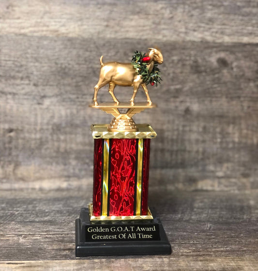 Fantasy Football Trophy Funny GOLDEN GOAT Greatest of All Time Award Bragging Rights Best Stats Achievement Award Personalize Winner