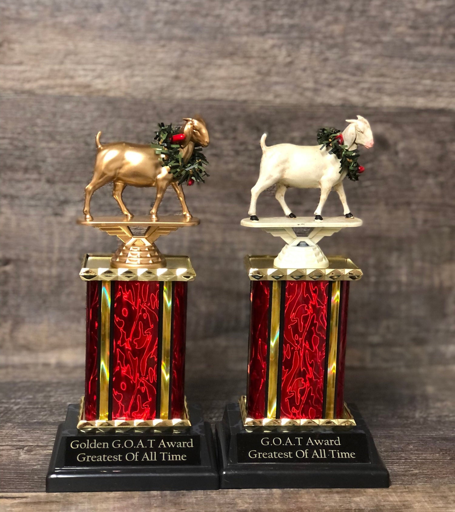 Fantasy Football Trophy Funny GOLDEN GOAT Greatest of All Time Award Bragging Rights Best Stats Achievement Award Personalize Winner