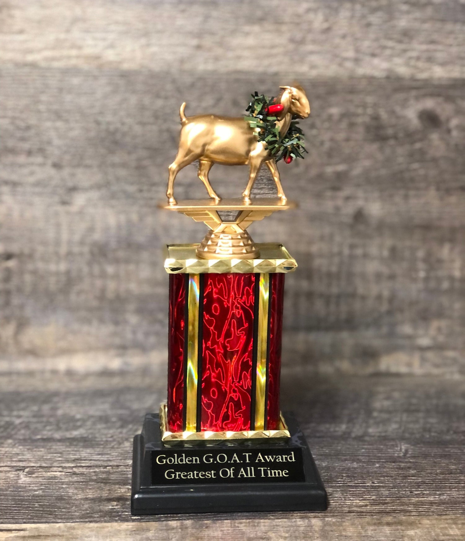 Fantasy Football Trophy Funny GOLDEN GOAT Greatest of All Time Award Bragging Rights Best Stats Achievement Award Personalize Winner