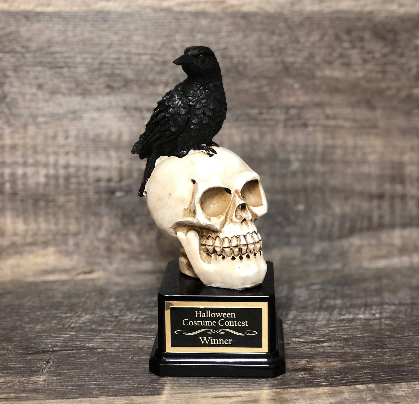 Halloween Trophy Raven & Skull Scariest Costume Contest Winner Best Costume Pumpkin Carving Halloween Decor Dia De Los Muertos