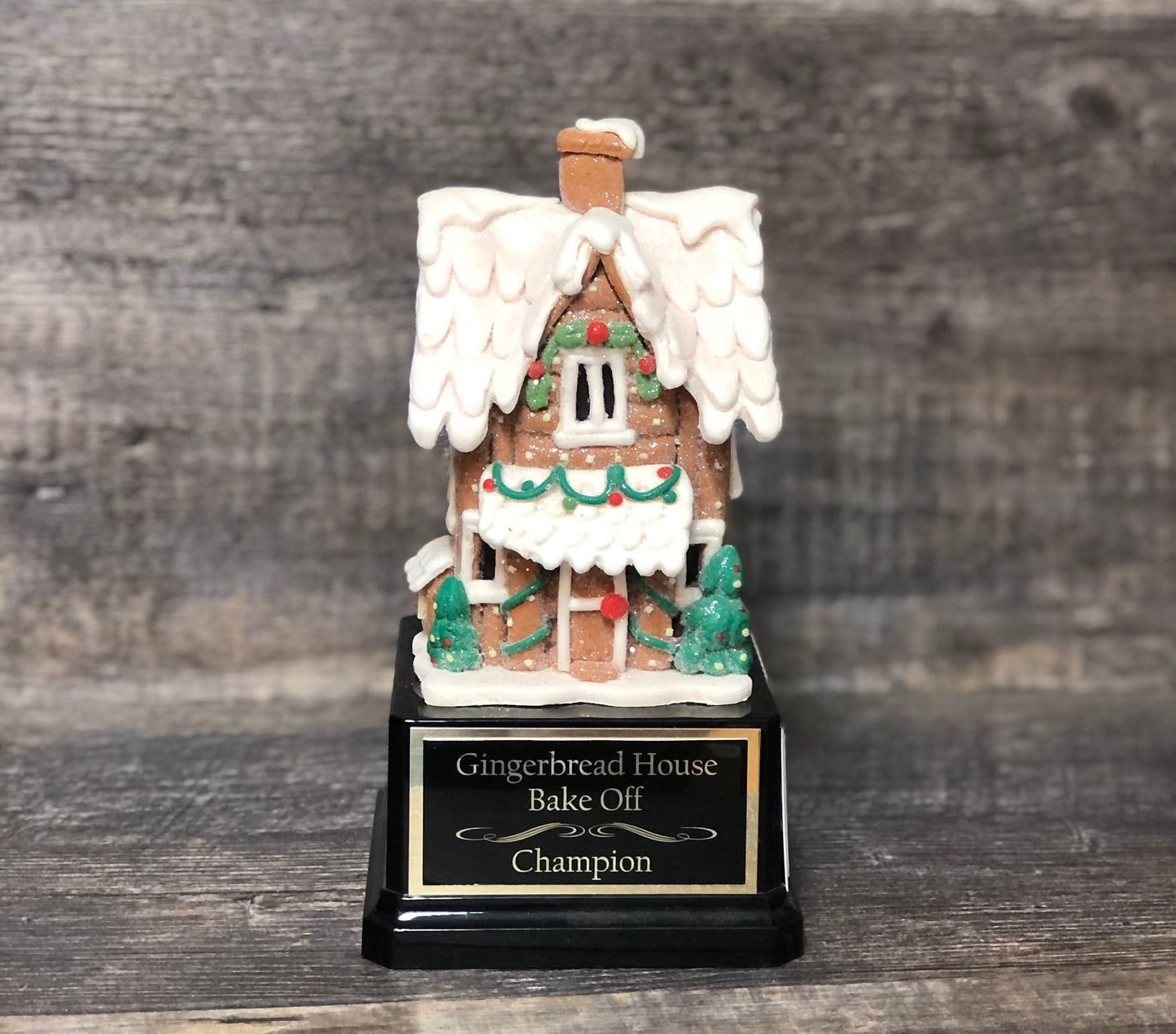 Christmas Trophy Gingerbread House Trophy Cookie Bake Off Trophy 9" Ugly Sweater Pretzel House Trophy  Christmas Holiday Party Cookie Santa