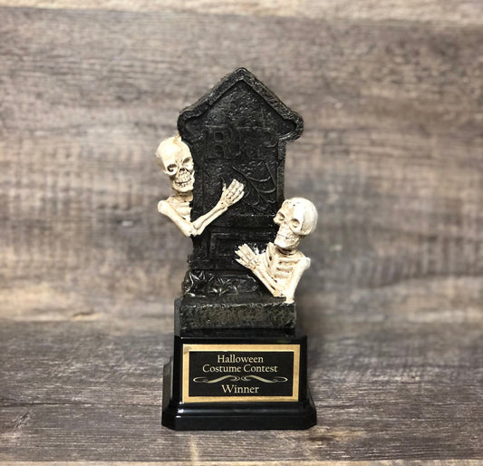 Halloween Trophy Skeleton Tombstone Trophy Scariest Costume Contest Trophy Pumpkin Carving Contest Creepy Halloween Decor