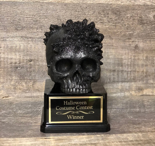 Halloween Trophy Skull Black "Crystals" & Glitter Costume Contest Winner Pumpkin Carving Halloween Decor Dia De Los Muertos