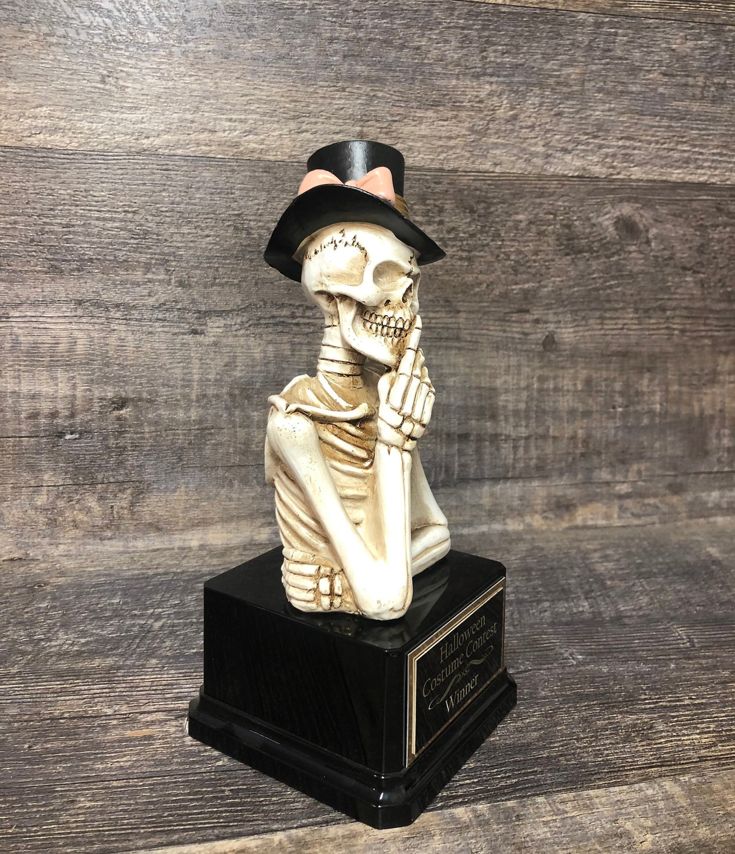 Halloween Trophy Skull Skeleton Bust Best Costume Winner Pumpkin Carving Contest Top Hat Halloween Decor Trunk or Treat Trophies