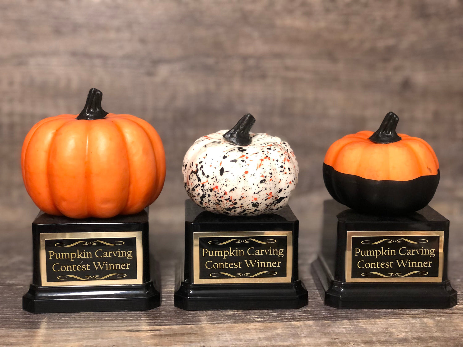 Mini Halloween Trophy Halloween Trophies THREE Pumpkin Carving Contest Trophy or Best Costume Trunk or Treat Jack O Lantern Halloween Decor