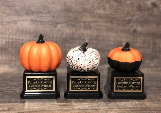 Mini Halloween Trophy Halloween Trophies THREE Pumpkin Carving Contest Trophy or Best Costume Trunk or Treat Jack O Lantern Halloween Decor