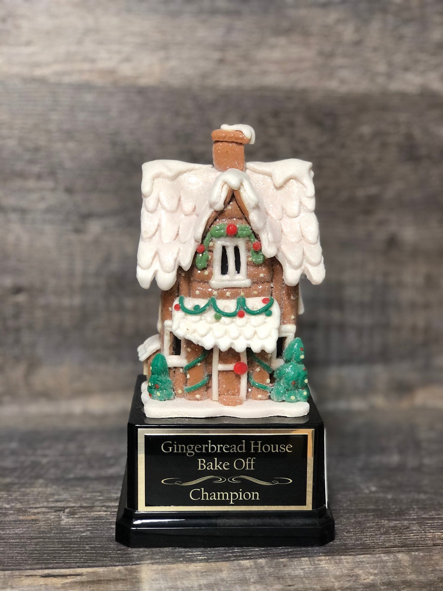 Christmas Trophy Gingerbread House Trophy Cookie Bake Off Trophy 9" Ugly Sweater Pretzel House Trophy  Christmas Holiday Party Cookie Santa