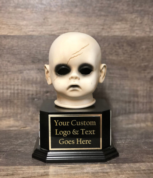 Halloween Trophy Perpetual XL Creepy Doll Head Trophy Costume Contest Scariest Costume Best Costume Dia De Los Muertos Halloween Decor Skull