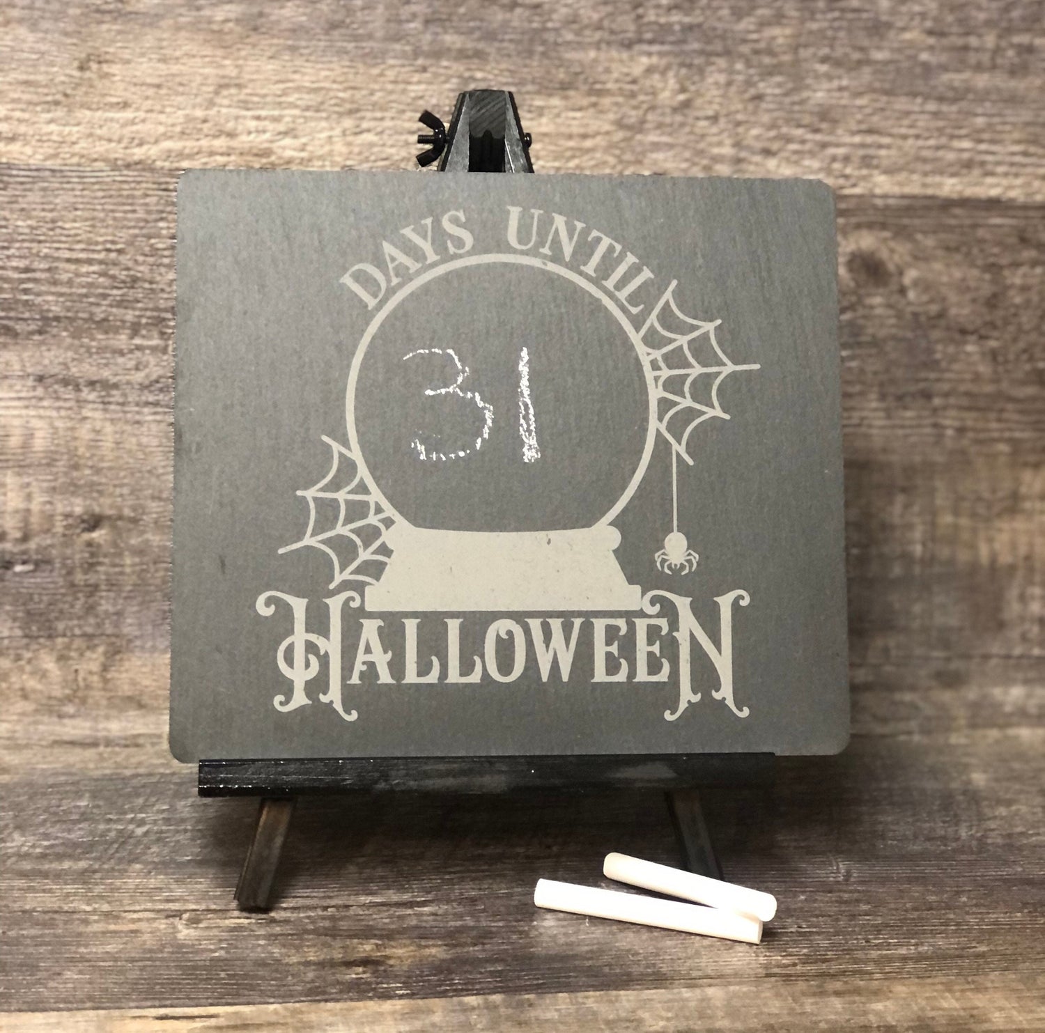 Halloween Countdown Chalkboard Sign Slate w/ Easel Days Until Halloween Slate Chalk Board With UNPAINTED Easel Halloween Decor