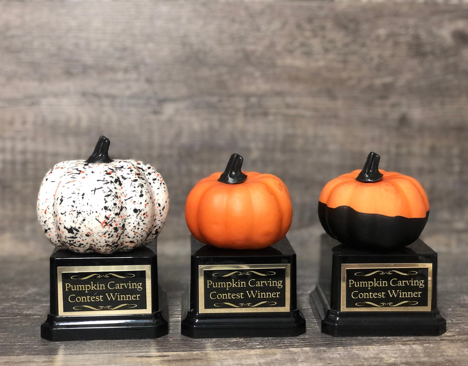 Mini Halloween Trophy Halloween Trophies THREE Pumpkin Carving Contest Trophy or Best Costume Trunk or Treat Jack O Lantern Halloween Decor