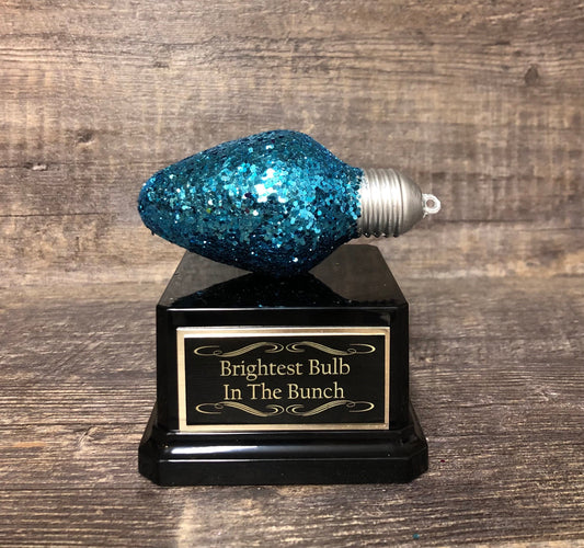 Mini Best Decorated House Christmas Lights Trophy Neighborhood Brightest Bulb In The Bunch Ugly Sweater Christmas Trivia Party Ornament