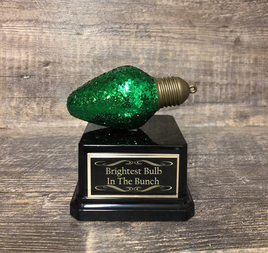 Mini Best Decorated House Christmas Lights Trophy Neighborhood Brightest Bulb In The Bunch Ugly Sweater Christmas Trivia Party Ornament