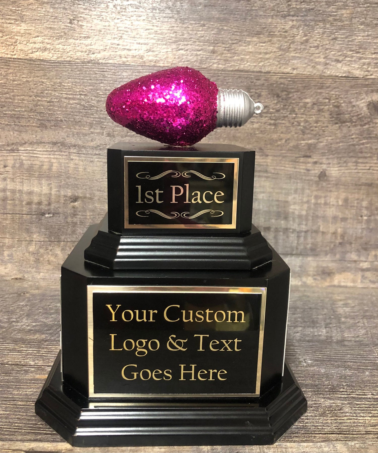 Christmas Trophy Best Holiday Lights Brightest Bulb In The Bunch Decorated House or Office Neighborhood Christmas Perpetual Ugly Sweater