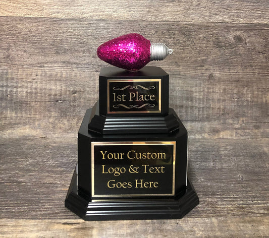 Christmas Trophy Best Holiday Lights Brightest Bulb In The Bunch Decorated House or Office Neighborhood Christmas Perpetual Ugly Sweater
