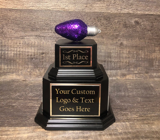 Christmas Trophy Best Holiday Lights Brightest Bulb In The Bunch Decorated House or Office Neighborhood Christmas Perpetual Ugly Sweater
