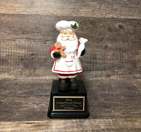 Gingerbread Cookie Bake Off Christmas Trophy Contest Decorating Winner Baker Santa Claus Gingerbread House Christmas Decor Ugly Sweater