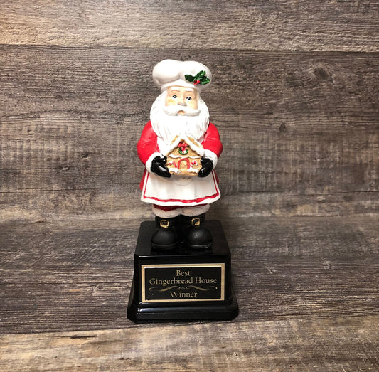 Gingerbread Cookie Bake Off Christmas Trophy Contest Decorating Winner Baker Santa Claus Gingerbread House Christmas Decor Ugly Sweater