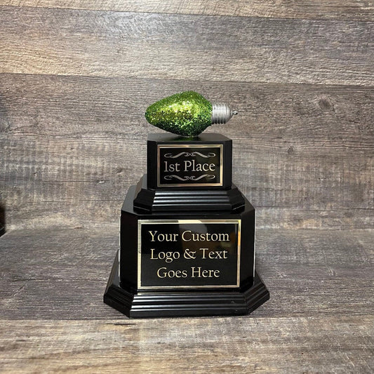 Best Decorated House Christmas Holiday Lights Trophy Neighborhood Christmas Glitter Light Bulb Ornament Perpetual Ugly Sweater Holiday Party