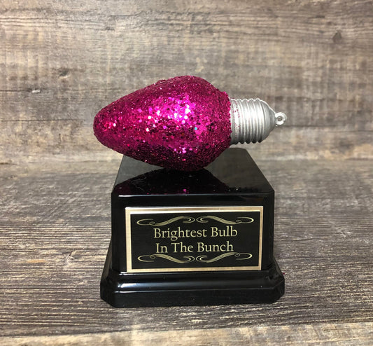 Mini Best Decorated House Christmas Lights Trophy Neighborhood Brightest Bulb In The Bunch Ugly Sweater Christmas Trivia Party Ornament