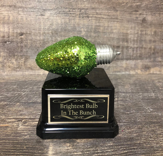 Mini Best Decorated House Christmas Lights Trophy Neighborhood Brightest Bulb In The Bunch Ugly Sweater Christmas Trivia Party Ornament