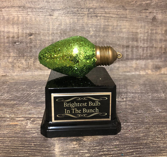Mini Best Decorated House Christmas Lights Trophy Neighborhood Brightest Bulb In The Bunch Ugly Sweater Christmas Trivia Party Ornament