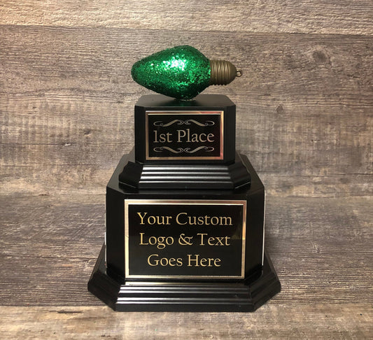 Christmas Trophy Best Holiday Lights Brightest Bulb In The Bunch Decorated House or Office Neighborhood Christmas Perpetual Ugly Sweater