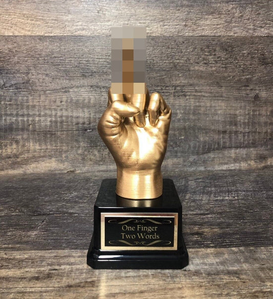 Funny Trophy You're #1 Middle Finger Gag Gift Adult Humor Friend Birthday Gift Flipping You The Bird F*ck You Trophy One Finger Two Words