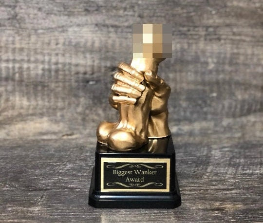 FFL Trophy Funny Trophy Golden WANKER Award Loser Last Place Fantasy Football Trophy Adult Humor Gag Gift Golden Testicle Personalized