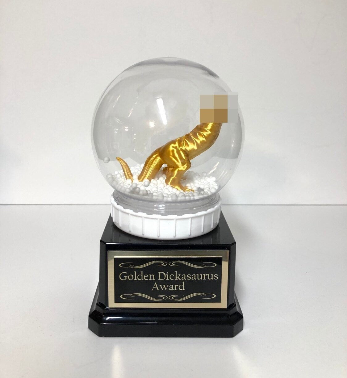Dickasaurus Funny Trophy Snow Globe Adult Humor Award You're A Dick Christmas Gag Gift LOSER Trophy FFL Last Place Fantasy Penis Funny